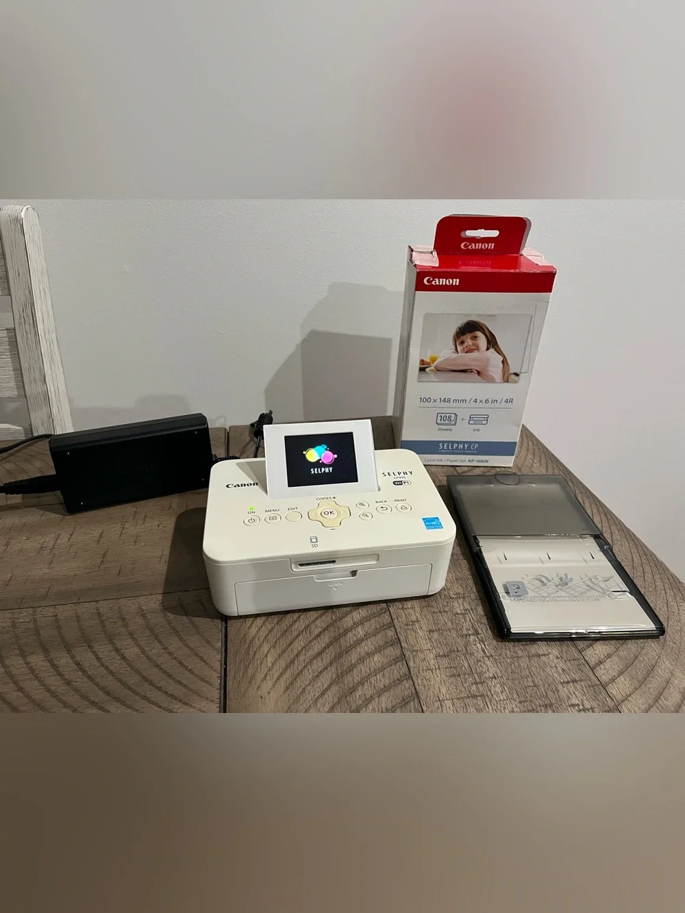 Canon SELPHY CP910 Compact WiFi Photo Printer - White Bundle Ink + Photo Paper
